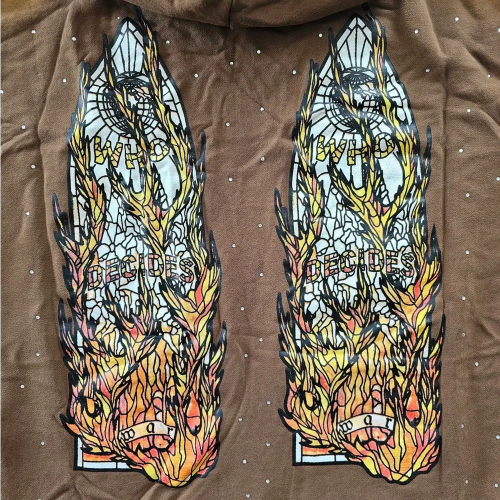 Who Decides War Men’s Flame Graphic Hoodie - Picture 9 of 9
